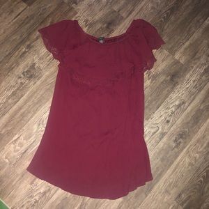 Red Rue21 odd the shoulder dress.